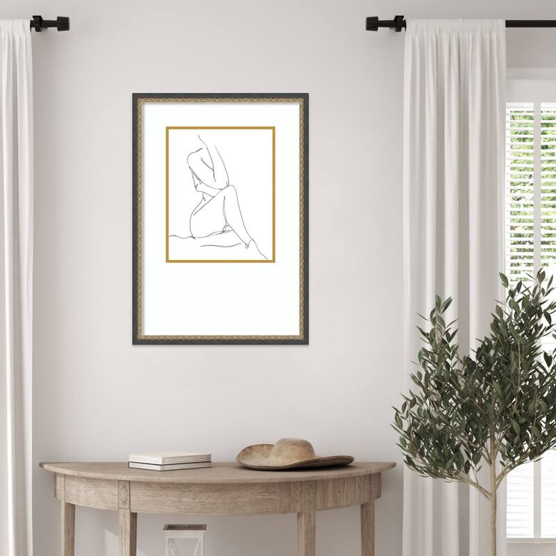 Nude Contour Sketch No. 1 by Ethan Harper Wood Framed Wall Art Print
