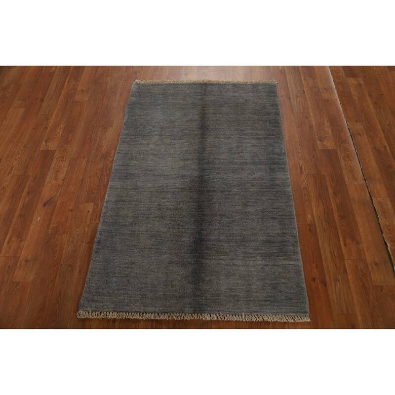 Modern Gabbeh Oriental Rug Hand-Knotted Bedroom Wool Carpet - 2'8"x 4'1"