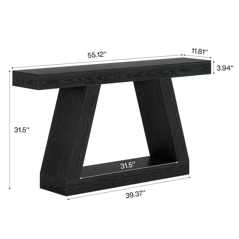 55 Inches Farmhouse Wood Console Sofa Table with Storage - 11.81" D x 55.12" W x 31.5" H