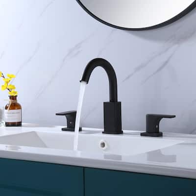 2 Handle Widespread Bathroom Sink Faucet Matte Black