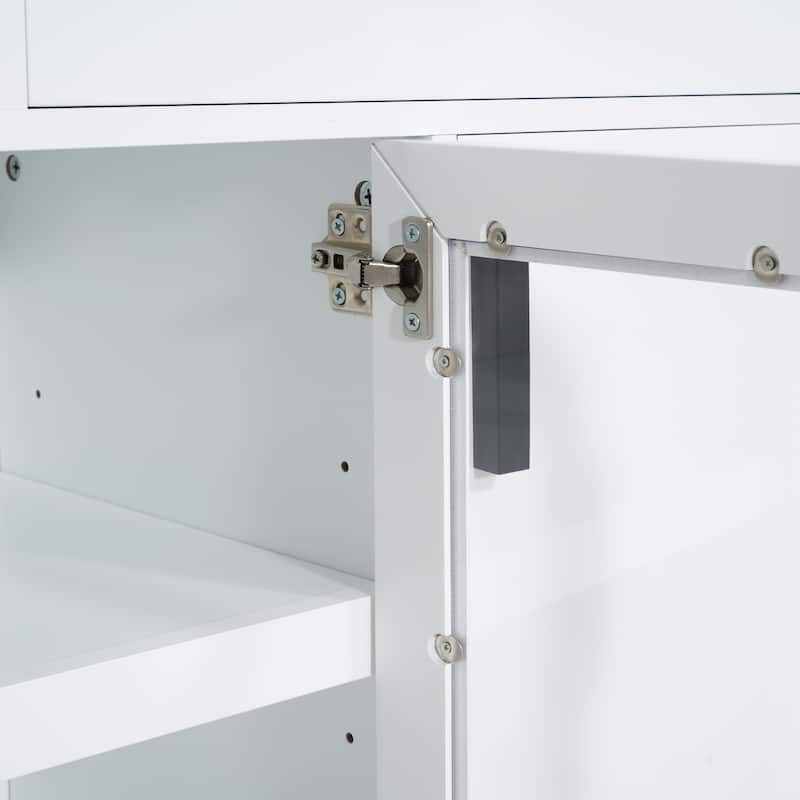 67" Modern TV Console with Glass Doors, Storage Drawers & Adjustable Shelves, Stylish Media Cabinets for TVs Up to 65"
