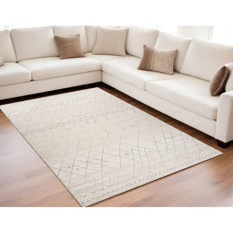 Bifo Distressed Abstract Modern Stain Resistant Durable Area Rug By HomeRoots - 5' X 8' - Gray and Beige - Rectangle