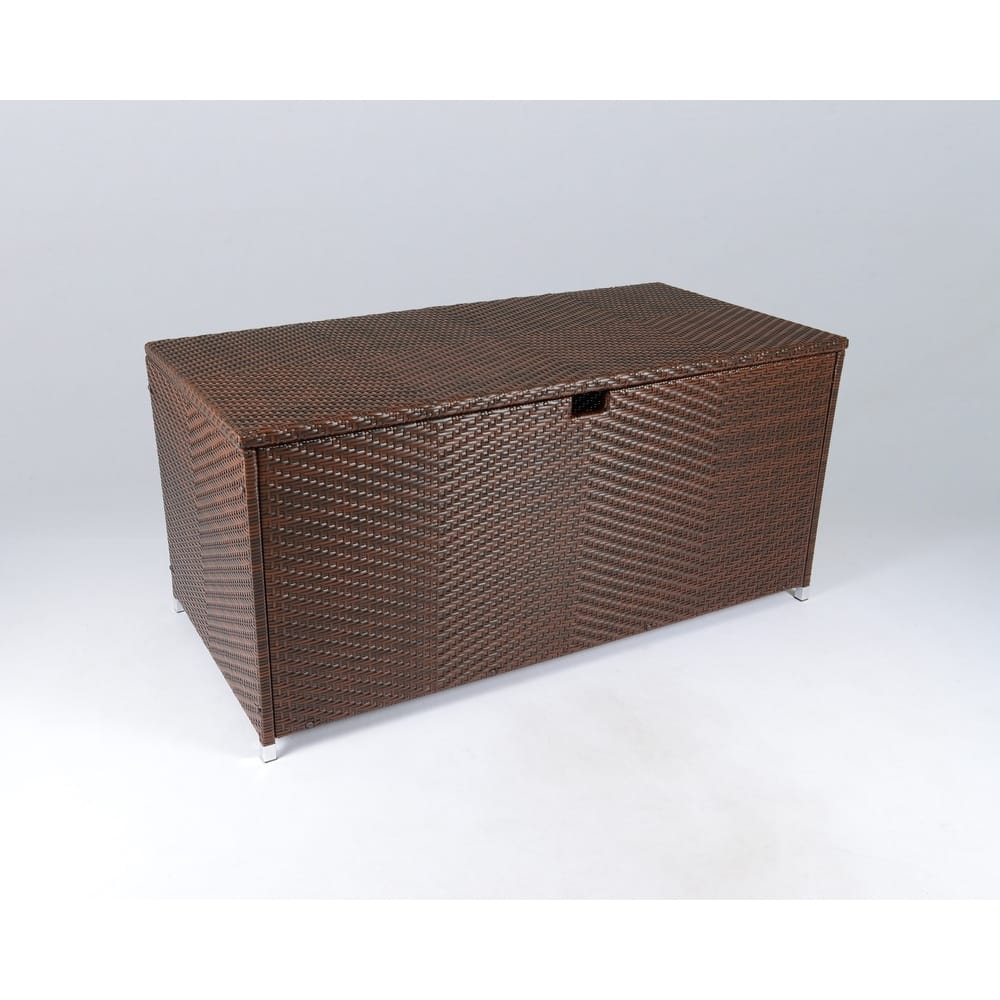 Large Outdoor Resin Wicker Storage Box with Waterproof Lid
