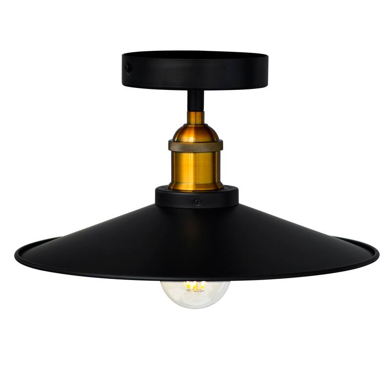 Brave 1 Light Flush Mount With Black Finish