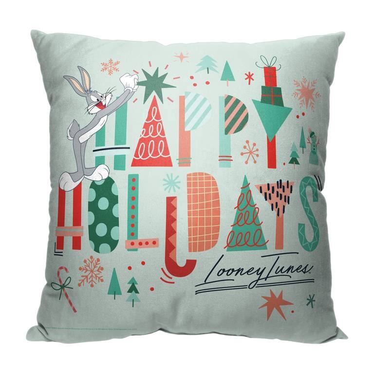 Warner Brothers Looney Tunes Happy Holidays 18 Inch Throw Pillow