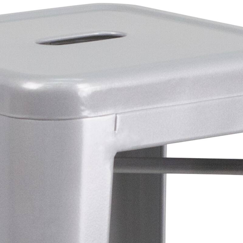 4 Pack 30" High Backless Metal Indoor-Outdoor Barstool with Square Seat
