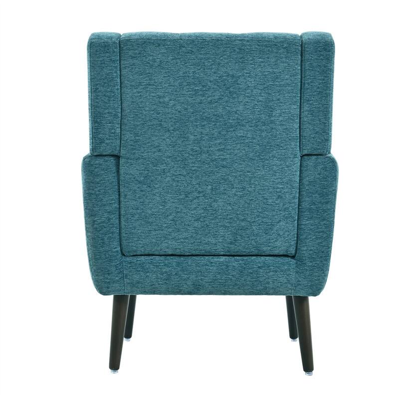 Modern Chenille Upholstered Armchair with Pillow and Solid Wood Leg