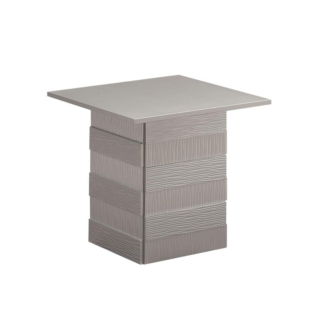 Pedestal Base Wood End Table, Champagne