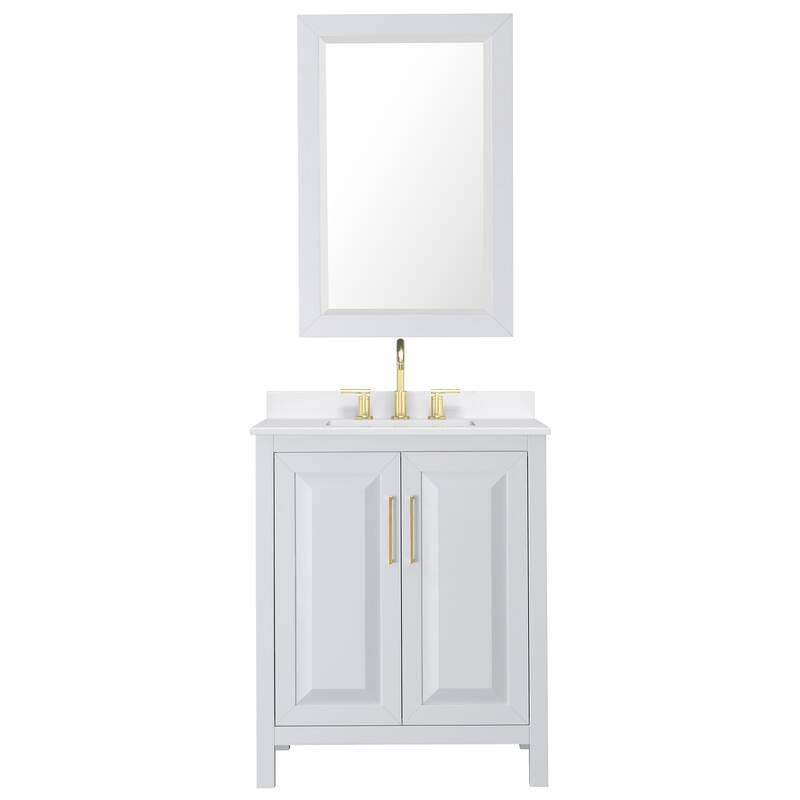 Daria 30-inch Single Vanity, 3 Hole Quartz Top, 24-inch Mirror