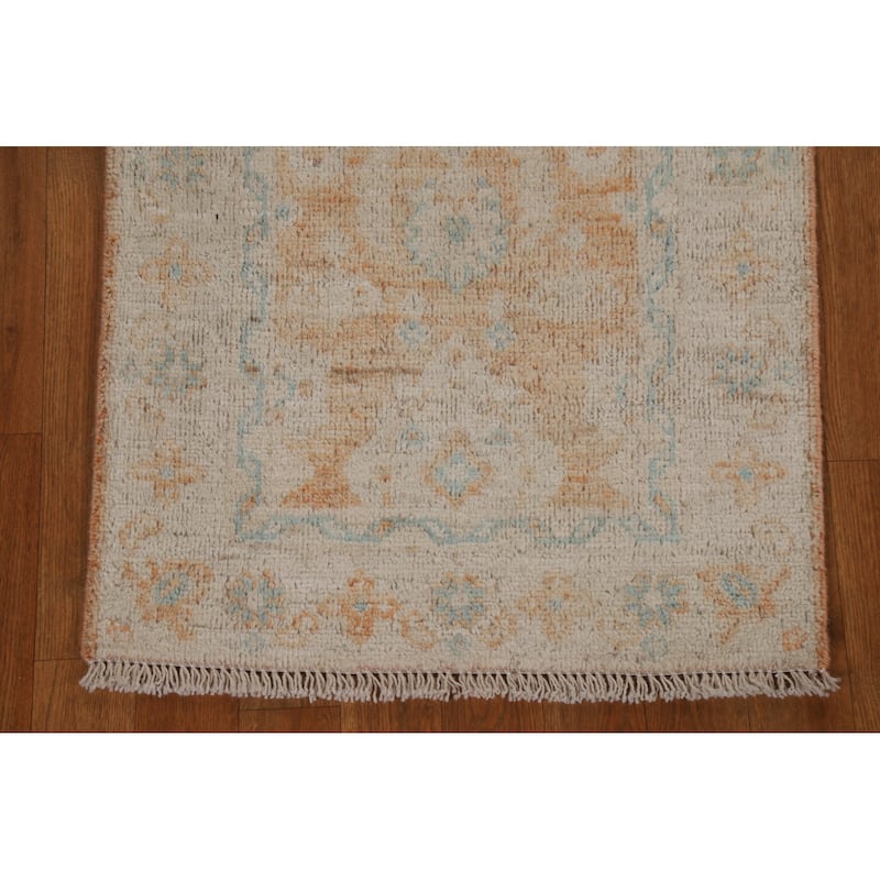 Muted Traditional Oushak Turkish Oriental Rug Hand-knotted Wool Carpet - 2'0" x 3'11"