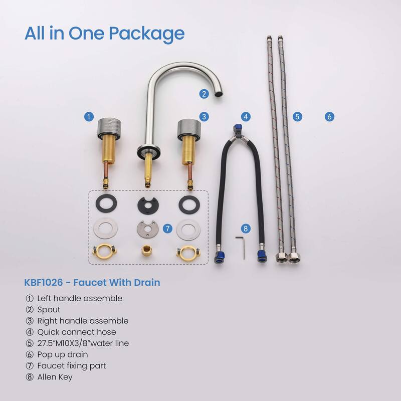 Circular X 8" Bathroom Sink Widespread Faucet with Drain Assembly