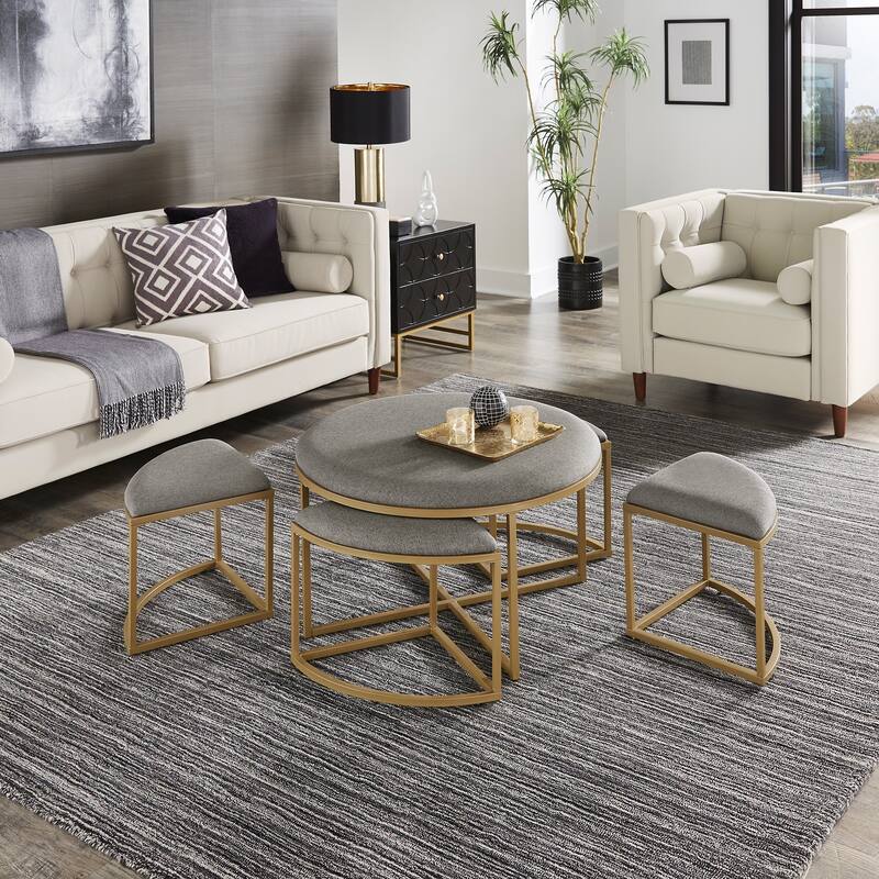 Gabin Coffee Table with Nesting Stools by iNSPIRE Q Modern