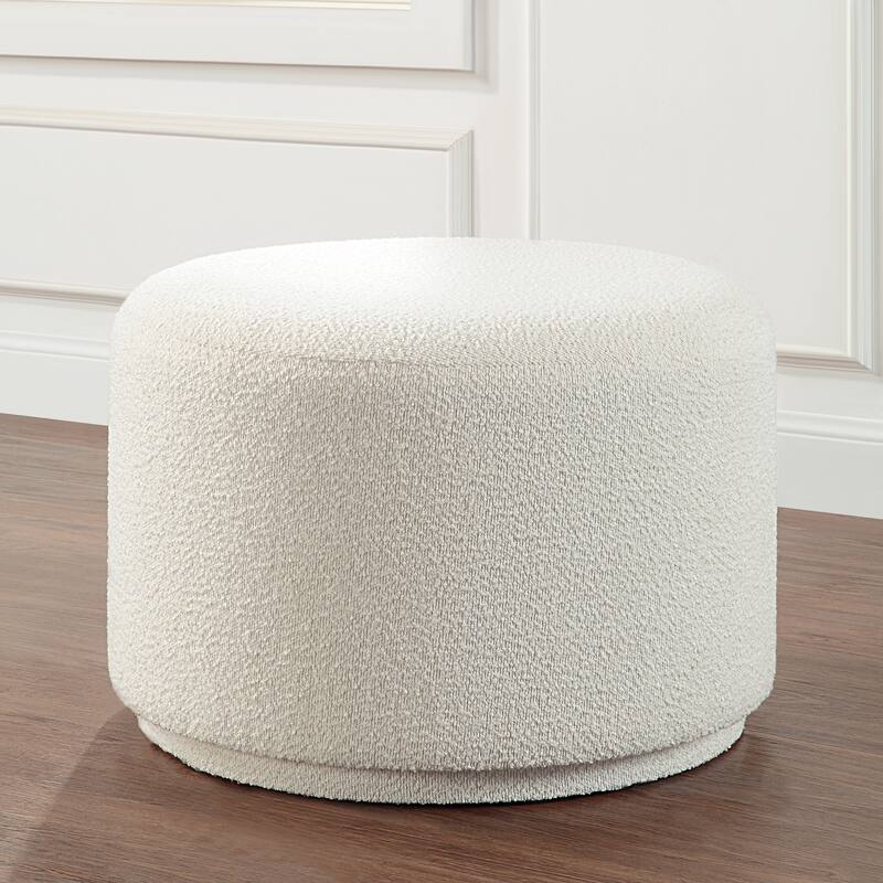 Renwil Audrina Indoor Boucle Ottoman, Off-White