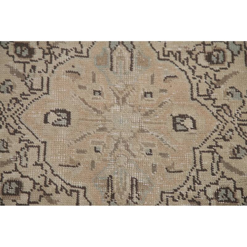 Hand Knotted Oriental 100% Wool Carpet Traditional Floral Beige & Ivories Tabriz Area Rug - 12' 7'' X 9' 7''