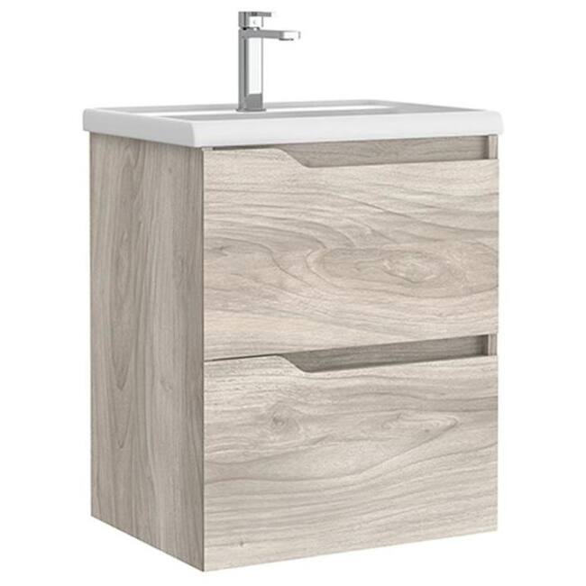 WS Bath Collections Menta C50 Menta 20" Wall Mounted Single Basin - Grey Pine - Steel Finish