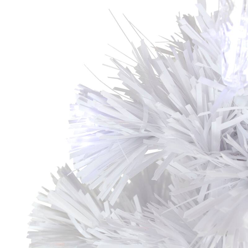 3' LED Color Changing White Fiber Optic Artificial Christmas Tree - 3 Foot
