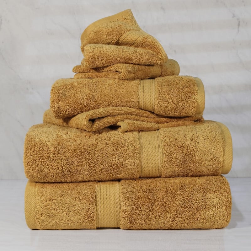 Superior Egyptian Cotton Pile Heavyweight 6-Piece Towel Set - 6-Piece Set - Gold