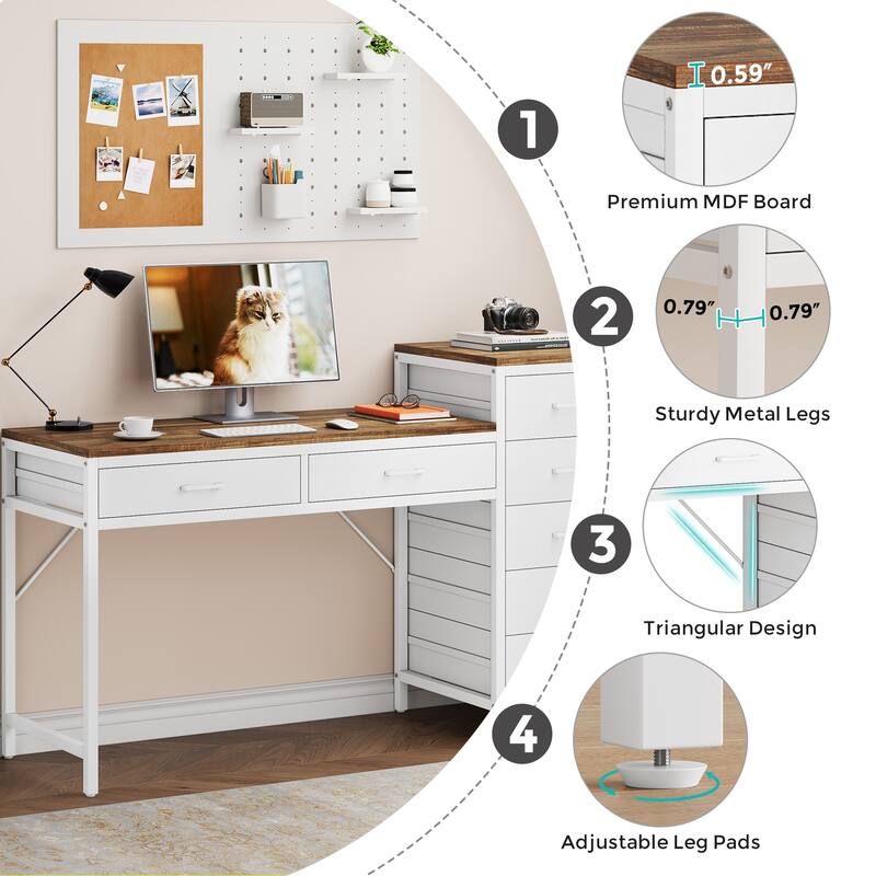 Modern Makeup Vanity Desk Dressing Table with Reversible Drawers (Without Mirror)