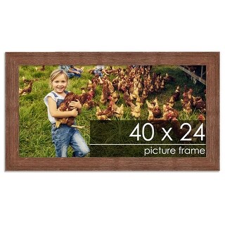40x24 Frame Brown Barnwood Picture Frame with UV Acrylic Glass, Foam ...