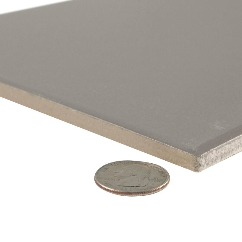 Merola Tile Piscina Brick Glossy Dark Grey 9-5/8" x 19-1/2" Porcelain Floor and Wall Tile