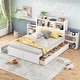 preview thumbnail 4 of 32, Full Size Storage Platform Bed with Twin Size Trundle, Pull-Out Shelves, 2 Drawers, and USB Headboard, White