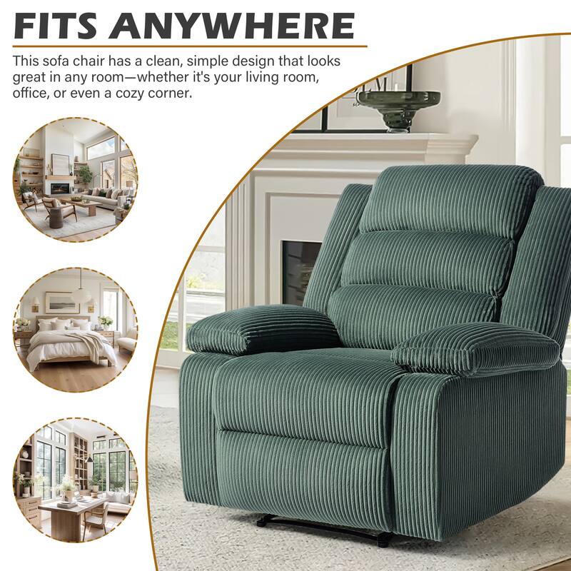 Classic Corduroy Upholstered Push Back Manual Recliner Chair(Set of 2)