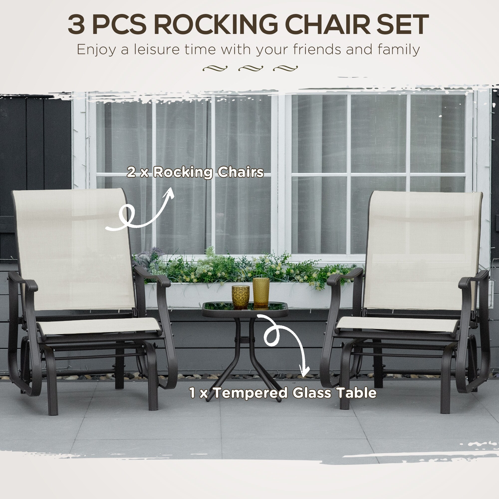 Outsunny padded steel sling hotsell porch rocker patio chair