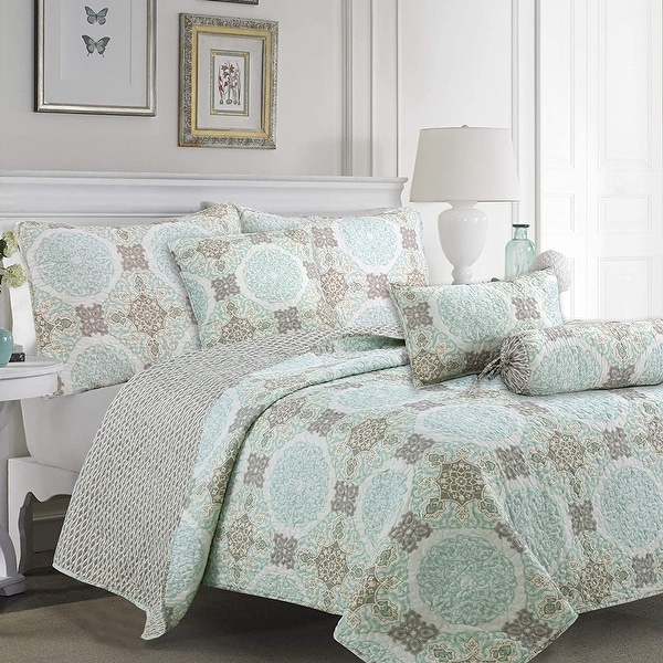 Aqua shop quilt bedding