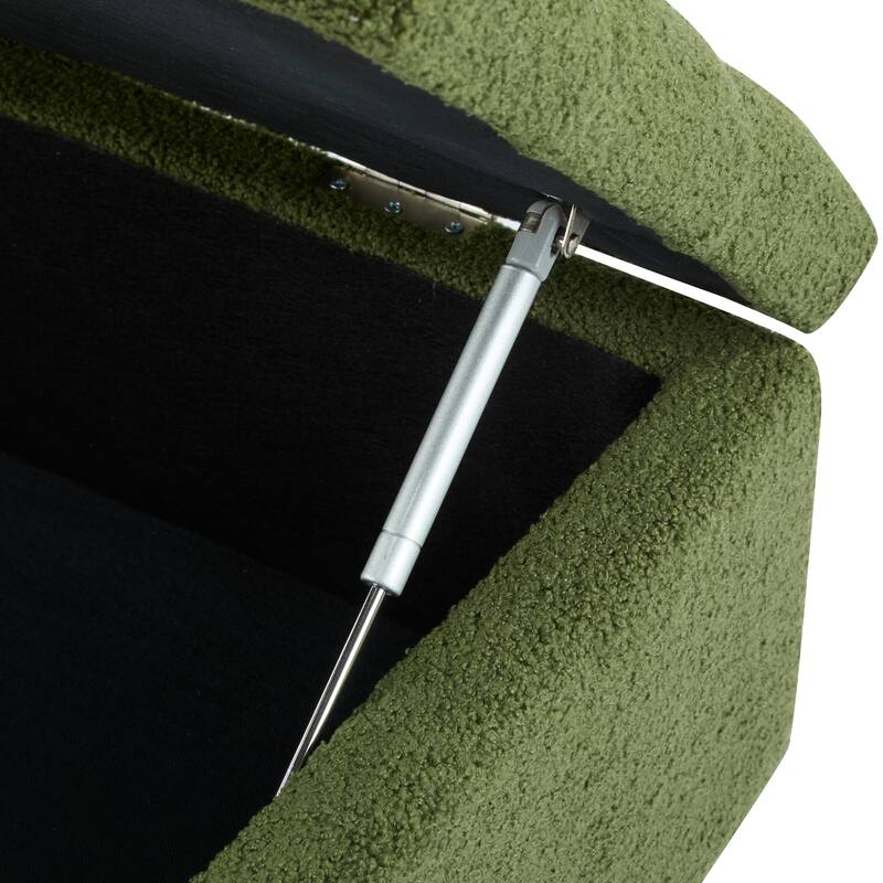 Roomfitters Tufted Storage Ottoman Bench, Faux Leather Upholstered Seat with Wood Legs, Entryway or Bedroom Use