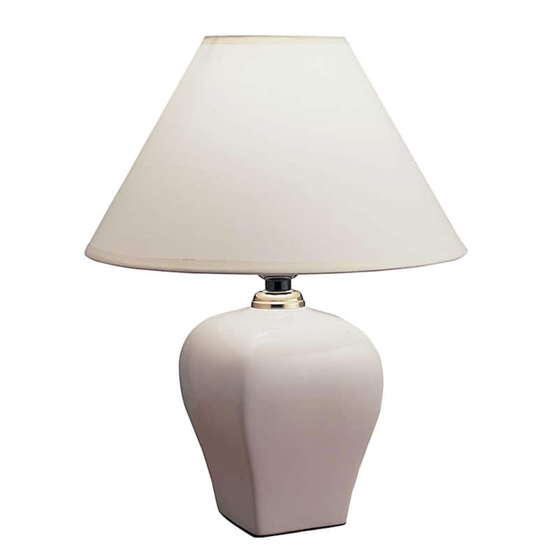 13" White Ceramic Bedside Table Lamp With Off-White Shade - 10X10X13