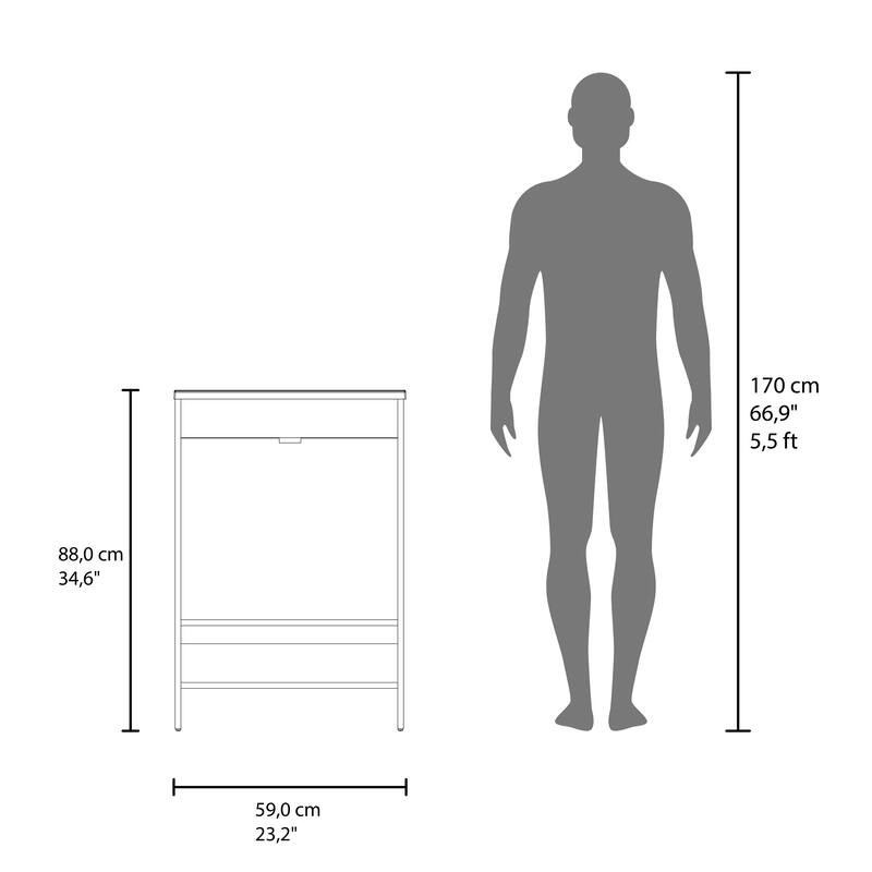 Black Wengue Bathroom Vanity - 2 Doors & 2 Shelves, 23.2" Wide Engineered Wood Storage Cabinet