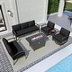 preview thumbnail 107 of 144, Aluminum Patio Outdoor Sectional Sofa Set with Fire Pit, Swivel Rocking Chairs and Ottomans