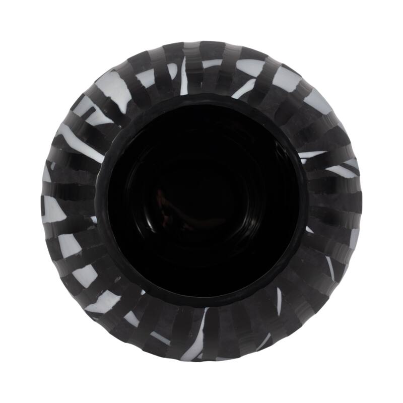 Glass Small Curved Tapered Decorative Vase - Black