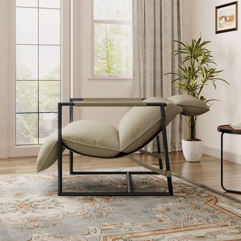 Metal Sling Accent Chair Armchair with Adjustable Headrest