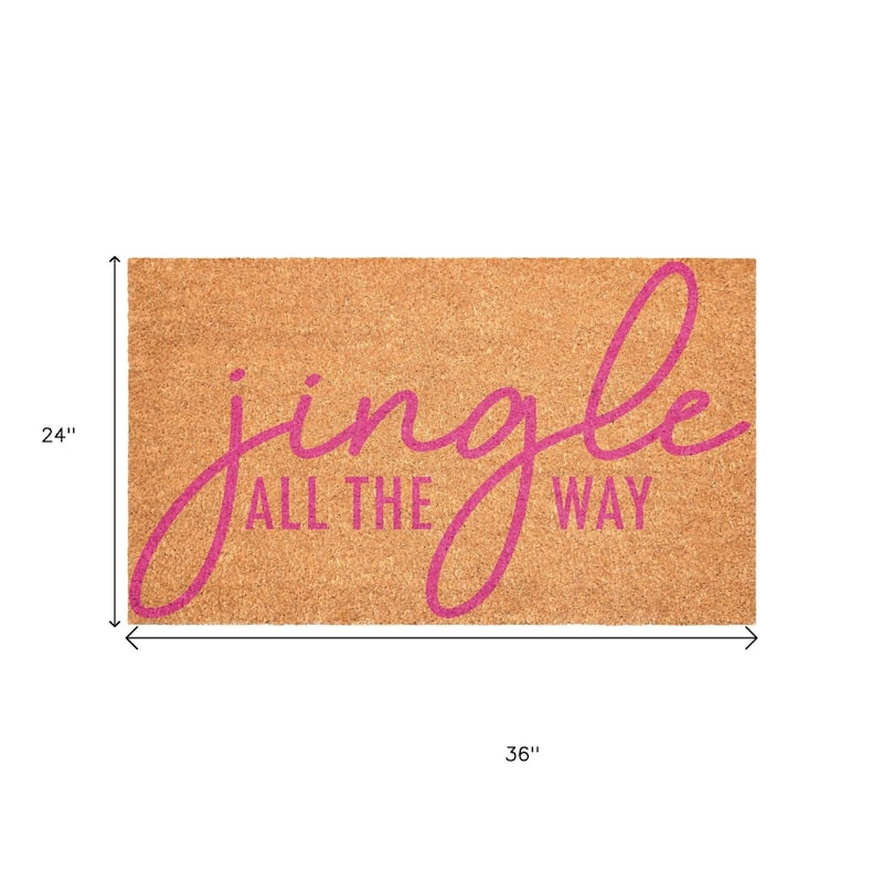 HomeRoots 24" X 36" Brown And Pink Christmas Outdoor Coir Door Mat - 24.00' X '36.00