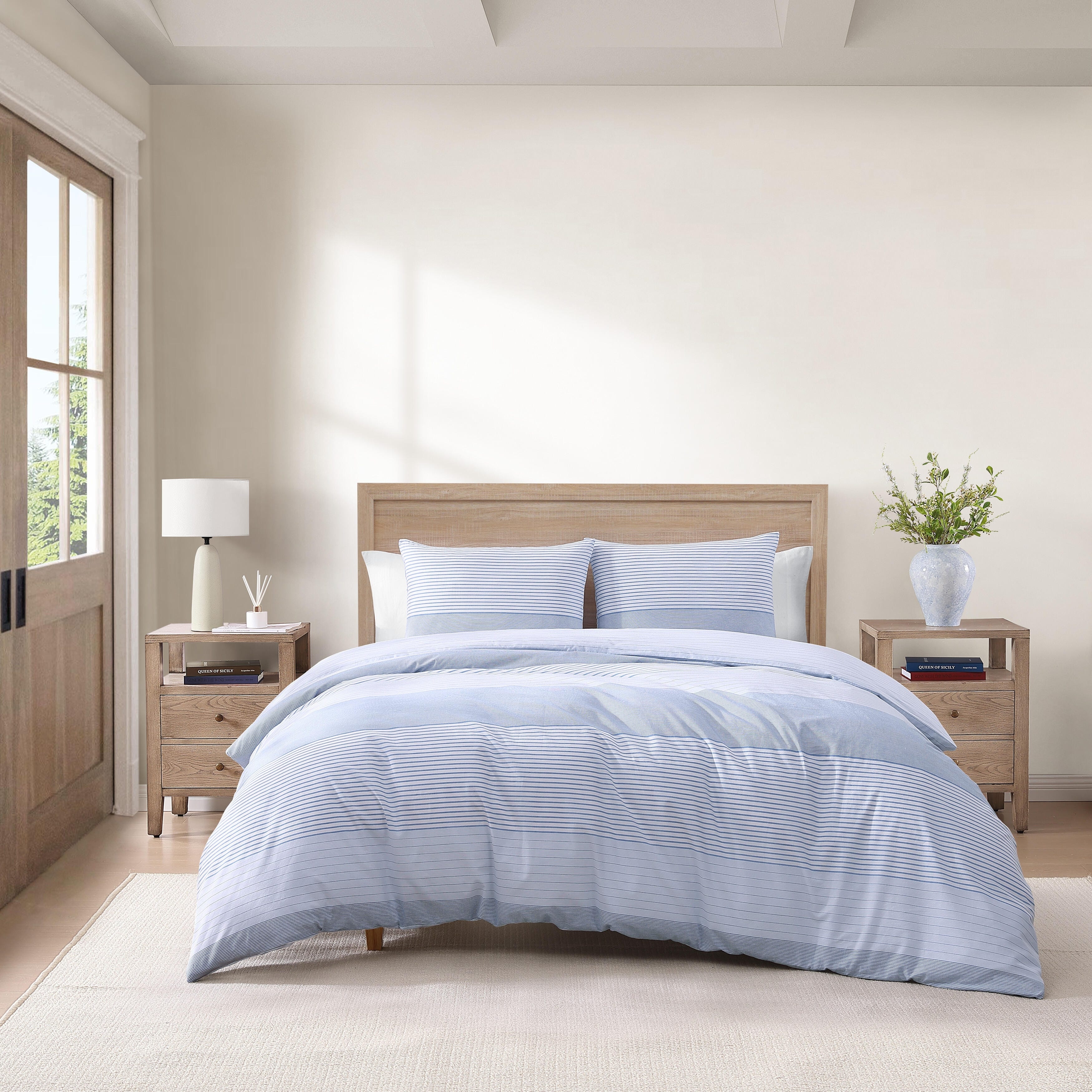 Tommy Hilfiger Modern Stripe Cotton Blue Duvet Cover Set