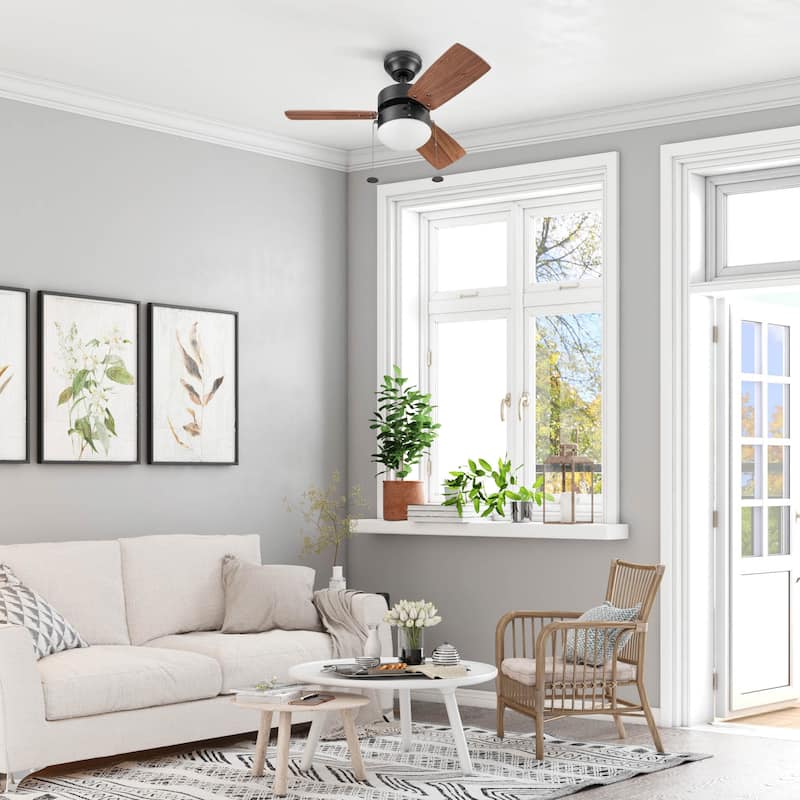 30" Prominence Home Rawling Bronze Contemporary Indoor LED Ceiling Fan with Light, Pull Chain - 30