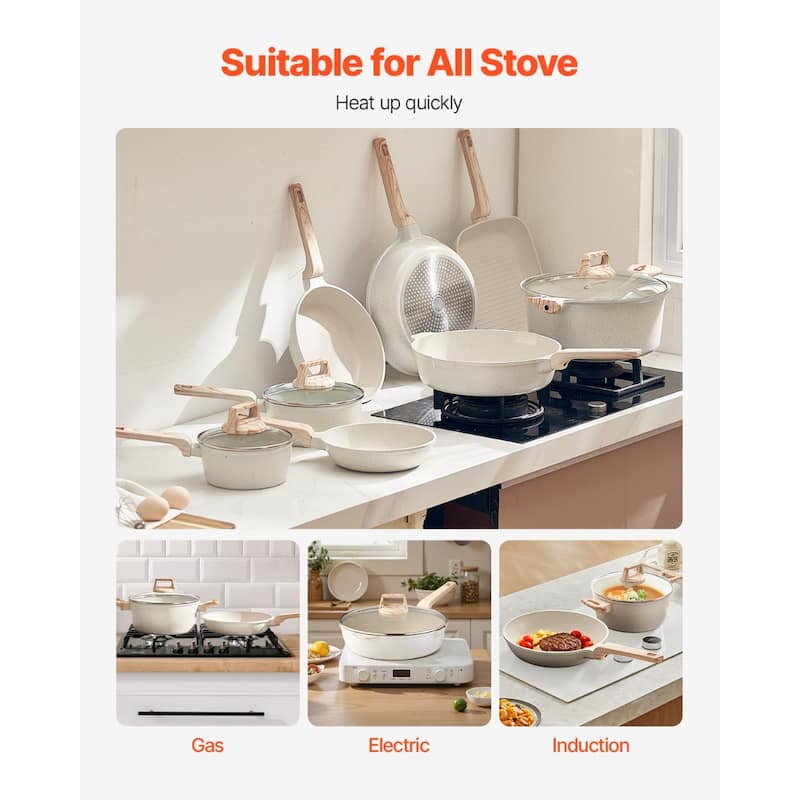 Aluminum Cookware Set with Non-Stick Pans and Lids