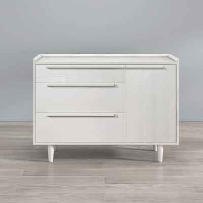 Nightstand Storage Cabinet Dresser with 3 Drawers and Solid Wood Legs