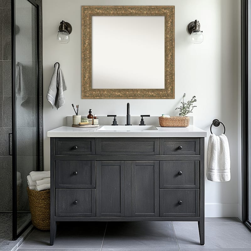 Luxe Non-Beveled Framed Bathroom Vanity Wall Mirror
