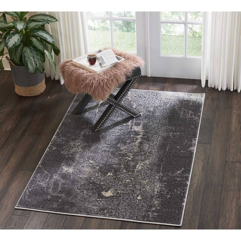 Home Heritage Contemporary Abstract Area Rug - 3' 11" x 5' 11" - Charcoal - Rectangle