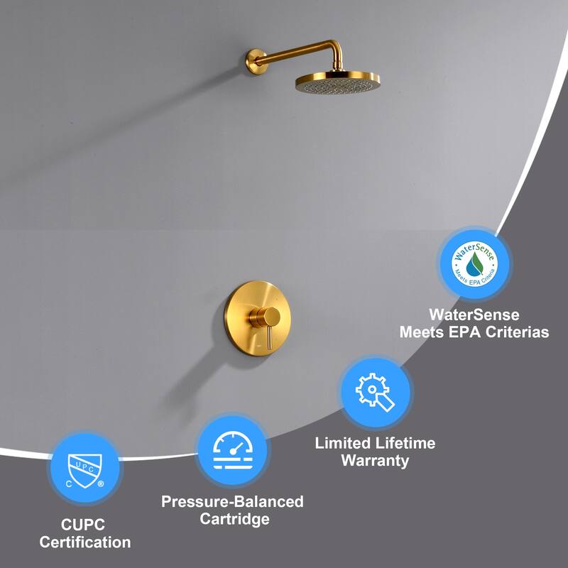 Luxier SS-B02 Single Handle 1-Spray Shower Faucet (Valve Included) - Brushed Gold