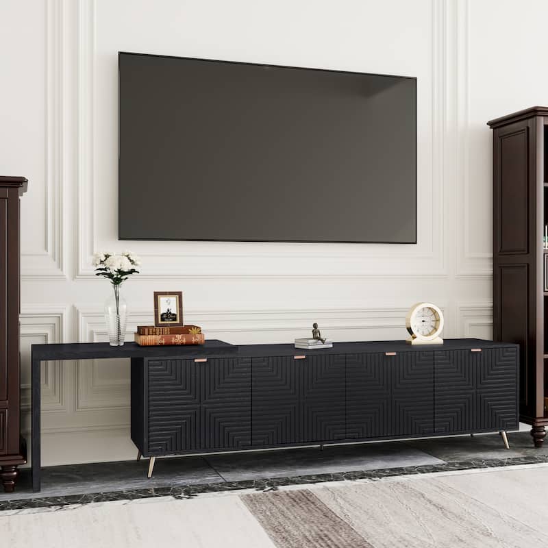 Extendable TV Stand 4 Door Adjustable Media Cabinets TV Console