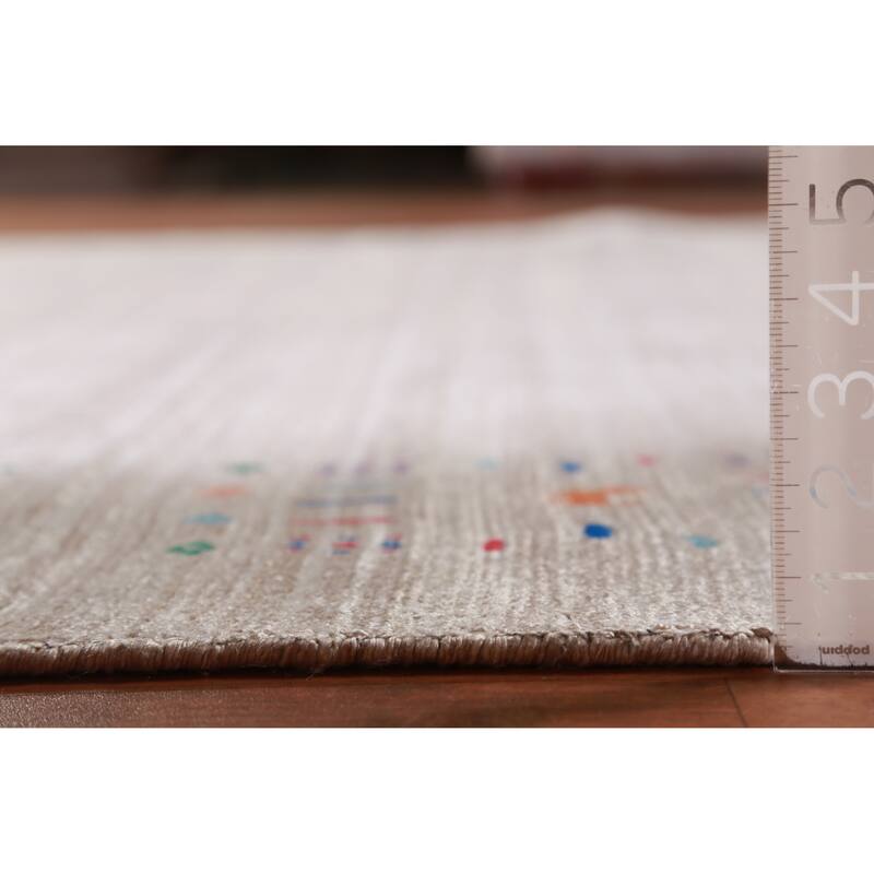 Hand Knotted Oriental 100% Wool Carpet Tribal Stripe Greys & Charcoal Gabbeh Area Rug - 9' 11'' X 7' 11''