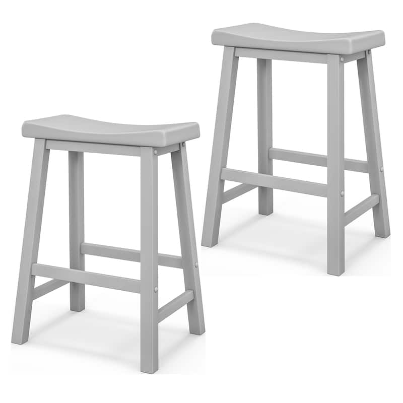 Saddle-Seat Bar Stools Backless Wooden Counter Height Barstools - Grey