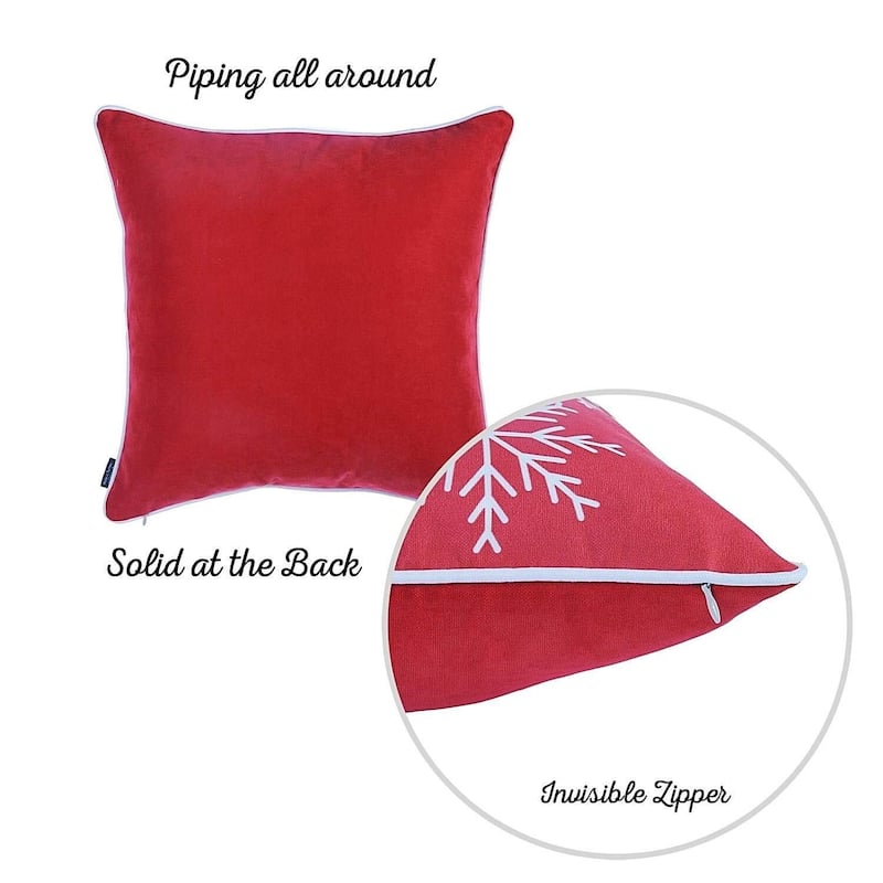 Set of 2 Red and White Snowflakes Throw Pillows