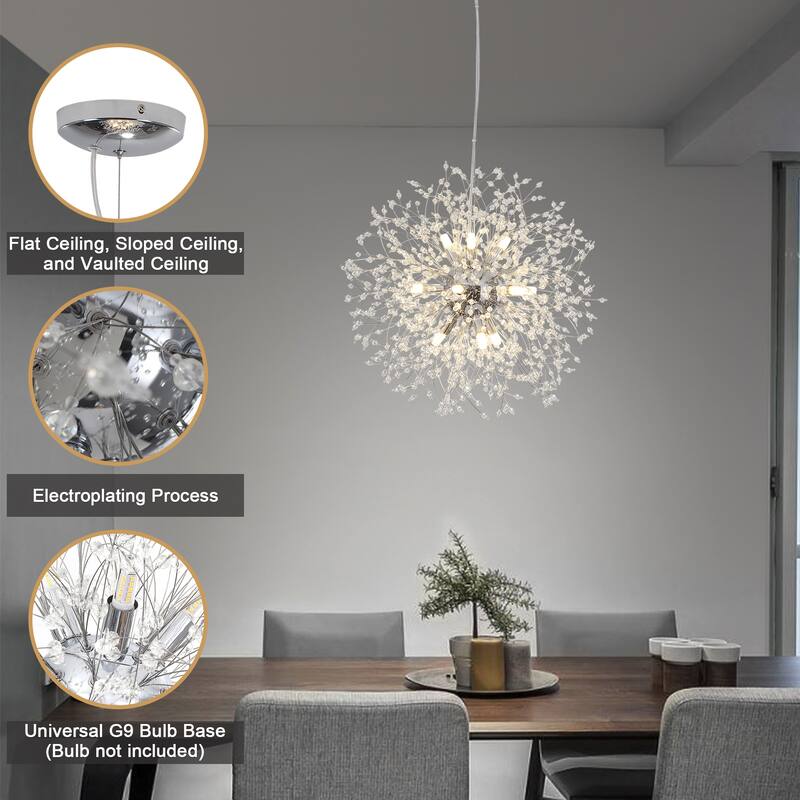 12-Light Linear Foyer Chandelier Lighting with Blowball Accent for Dining Room Kitchen Island