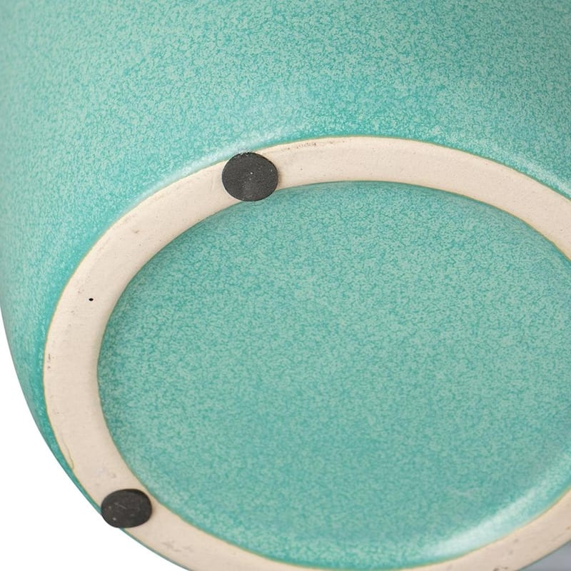 13" Aqua And Terra Cotta Ceramic Round Table Vase - 8.70