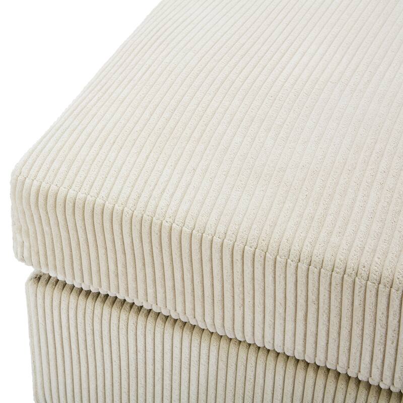Modern Rectangle Oversized Stripe Corduroy Ottoman