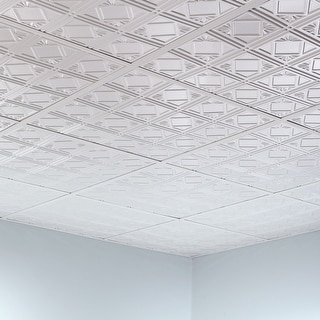 Fasade Traditional Style Pattern 4 Decorative Vinyl 2ft X 2ft Lay In Ceiling Tile In Matte White 5 Pack Overstock 32201430